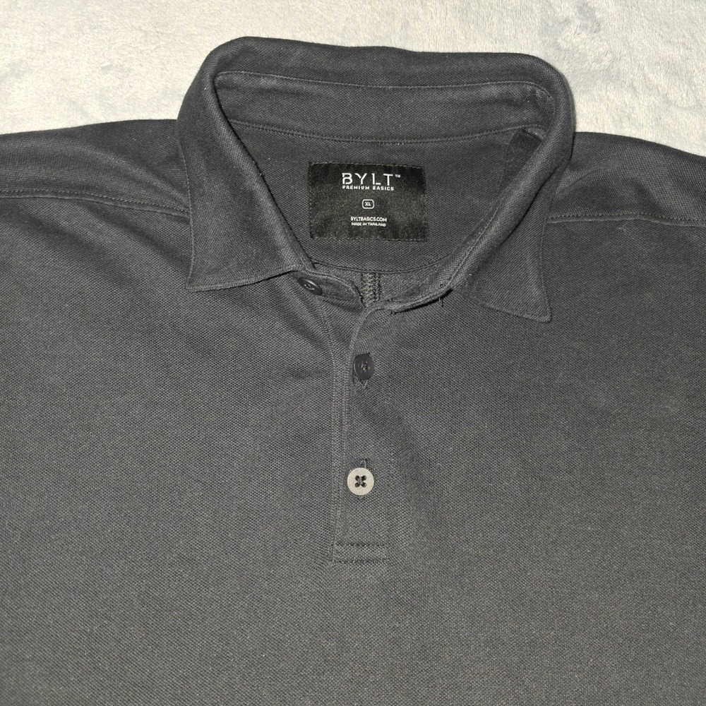 BYLT Premium Basics Mens Black Short Sleeve Polo Shirt XL‎
